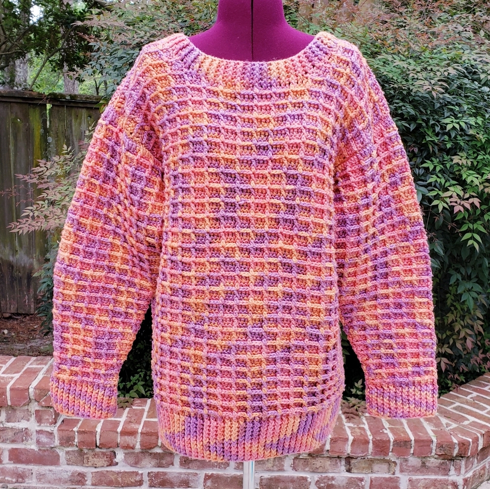 Rare one of a kind 1970s vintage chunky knit sherbet sweater